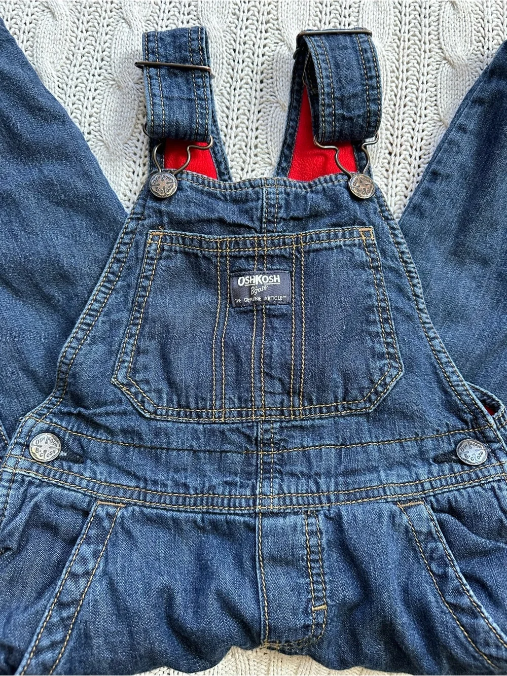 OshKosh B'gosh Denim Overalls with Red Lining